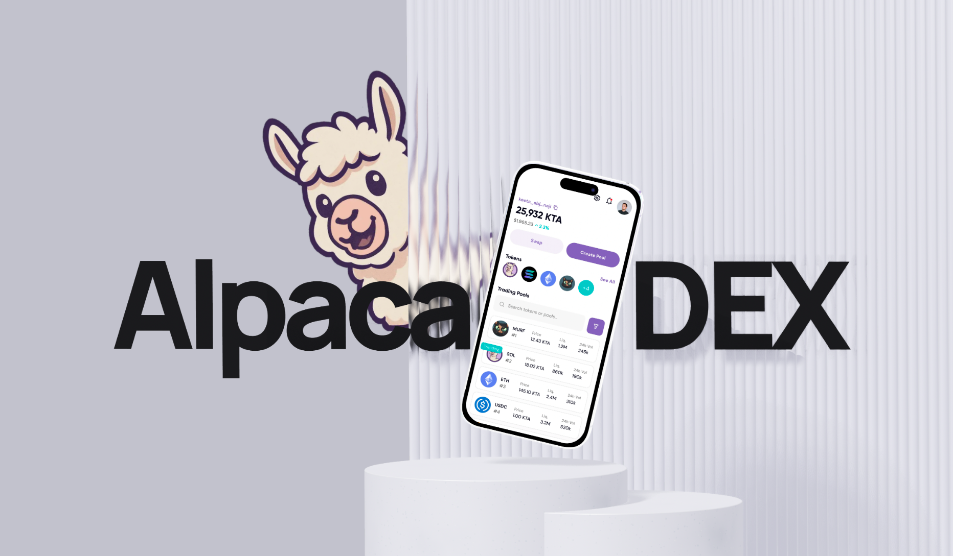 Alpaca DEX — Non-custodial decentralized exchange and token launchpad on Keeta